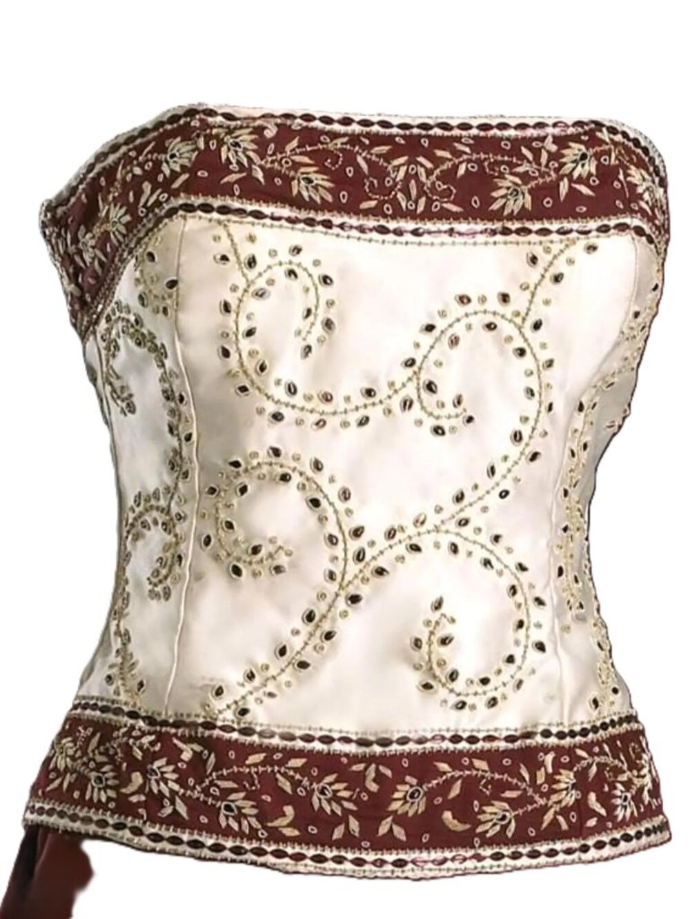 JASDEE Vintage Bustier Corset Hand Work Gotta Thread Embroidery On Satin # F3125